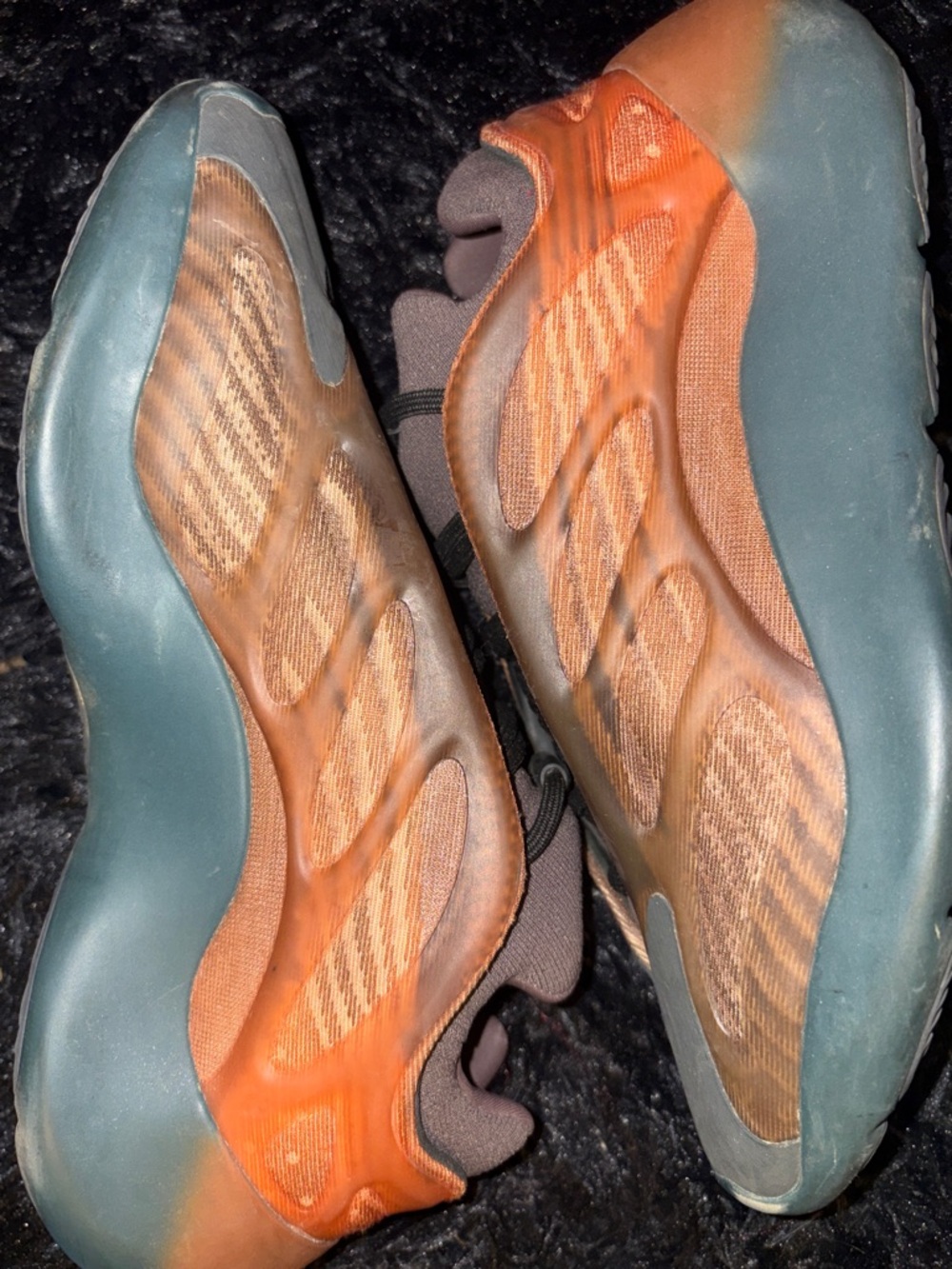 Yeezy Athletic Shoes in Orange and Teal